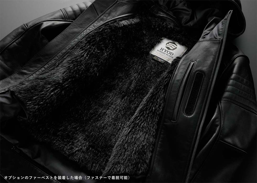 HYOD ブラック ライダーズジャケット ファー付き HYOD ブラック ライダーズジャケット ファー付き